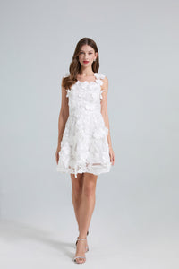 Ruel Sleeveless Flower Embroidered Mini Dress