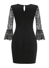 Mavrixa Lace Long Sleeve Mini Dress In Black