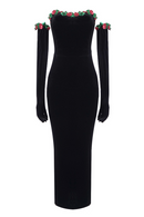 Maia Floral Sequined Lace-Embellished Velvet Maxi Dress