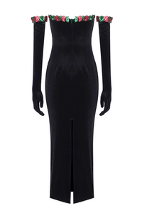 Maia Floral Sequined Lace-Embellished Velvet Maxi Dress