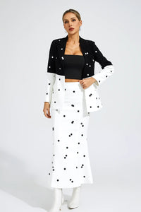 Daryle Polka Dot Sequins Blazer Set In White