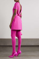 Lux Short Sleeve Bow Mini Dress In Pink