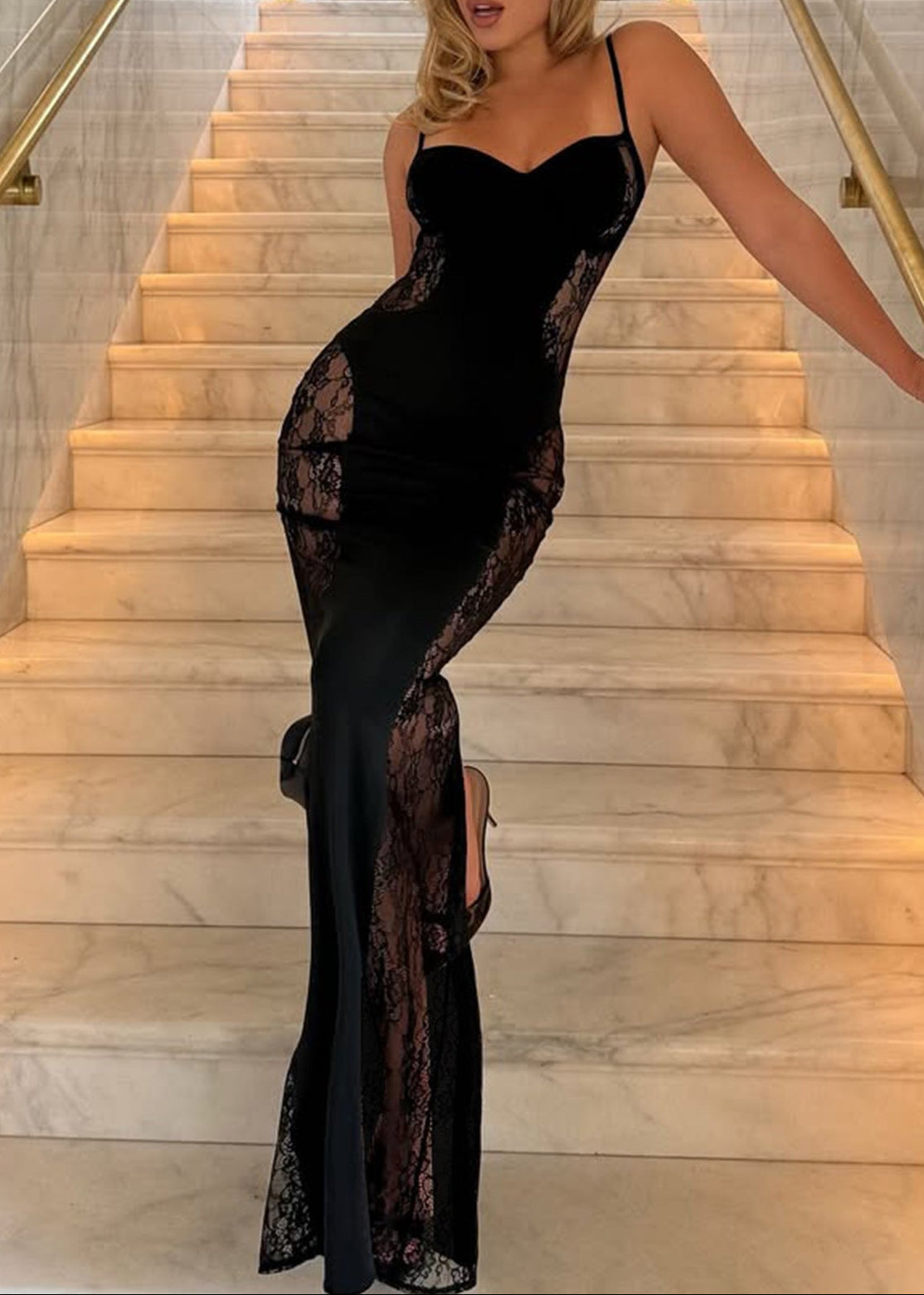 Exodia Spaghetti Lace Maxi Dress