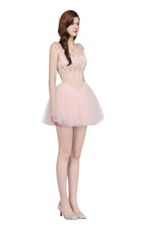 Kasmel Floral Lace Embroidered Mini Dress