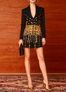 Gorgona Long Sleeve Embellished Blazer Dress In Black
