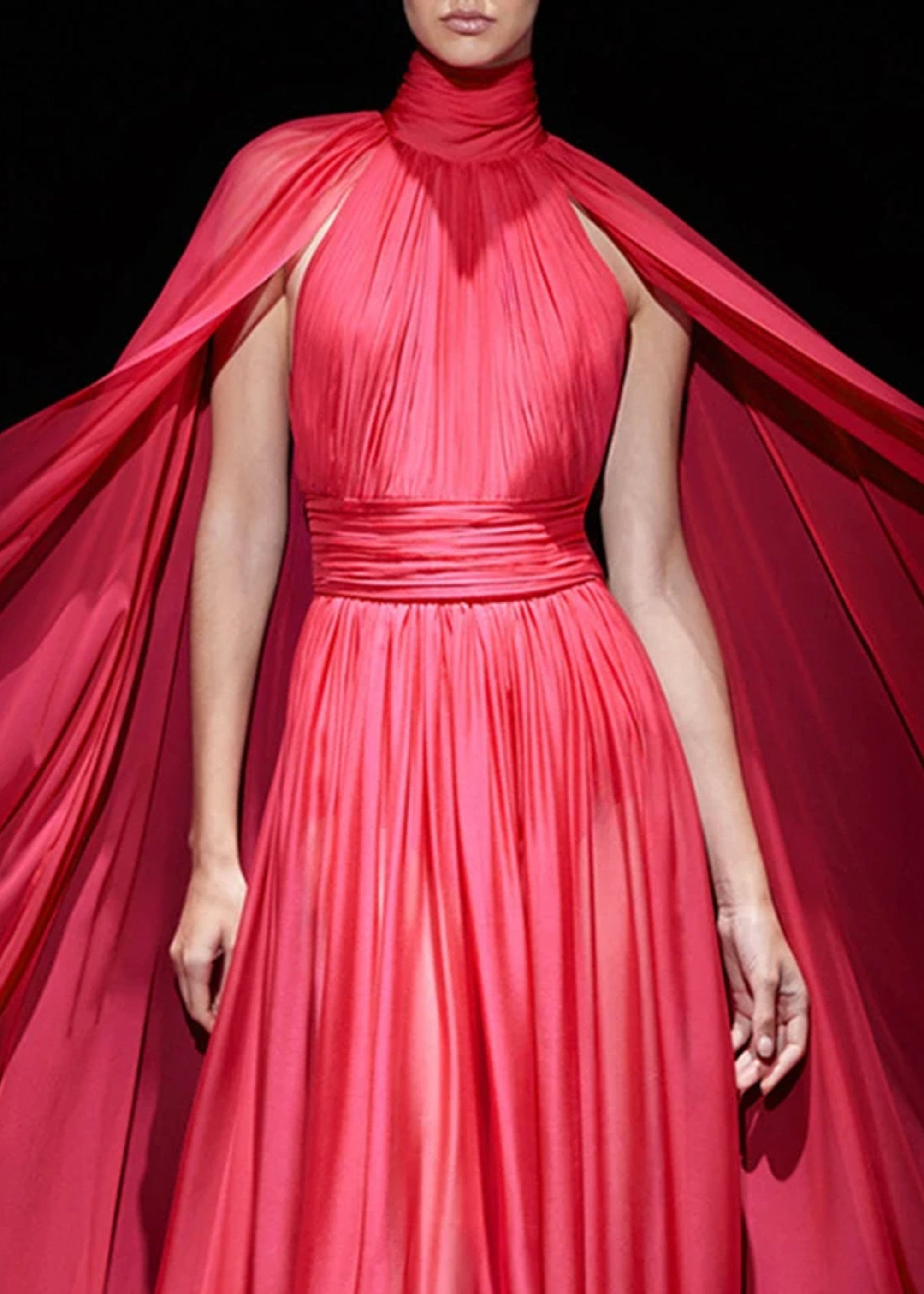 Leola Cape Maxi Dress In Red