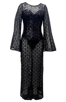 Eadward Long Sleeve Sequin Maxi Dress In Black