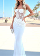 Linaeve Strapless Corset Maxi Two Piece Dress In White