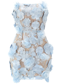 Nacho Strapless Embroidered Floral Mini Dress In Blue