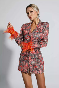 Citrine Long Sleeve Floral Blazer Dress