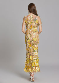 Paprika Embroidered Flower Midi Dress