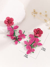 Oryxal Rose Red Flower Earrings