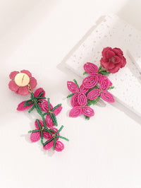 Oryxal Rose Red Flower Earrings