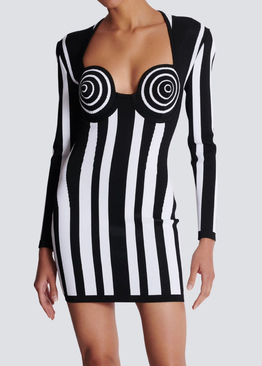 Bitzer Striped Knit Bodycon Mini Dress