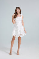 Ruel Sleeveless Flower Embroidered Mini Dress