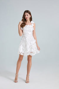 Ruel Sleeveless Flower Embroidered Mini Dress