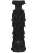 Koper Corseted Chiffon Maxi Dress Two-Piece Set In Black