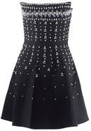Zylar Crystal Strapless A Line Mini Dress In Black