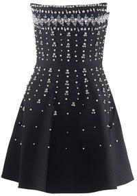 Zylar Crystal Strapless A Line Mini Dress In Black