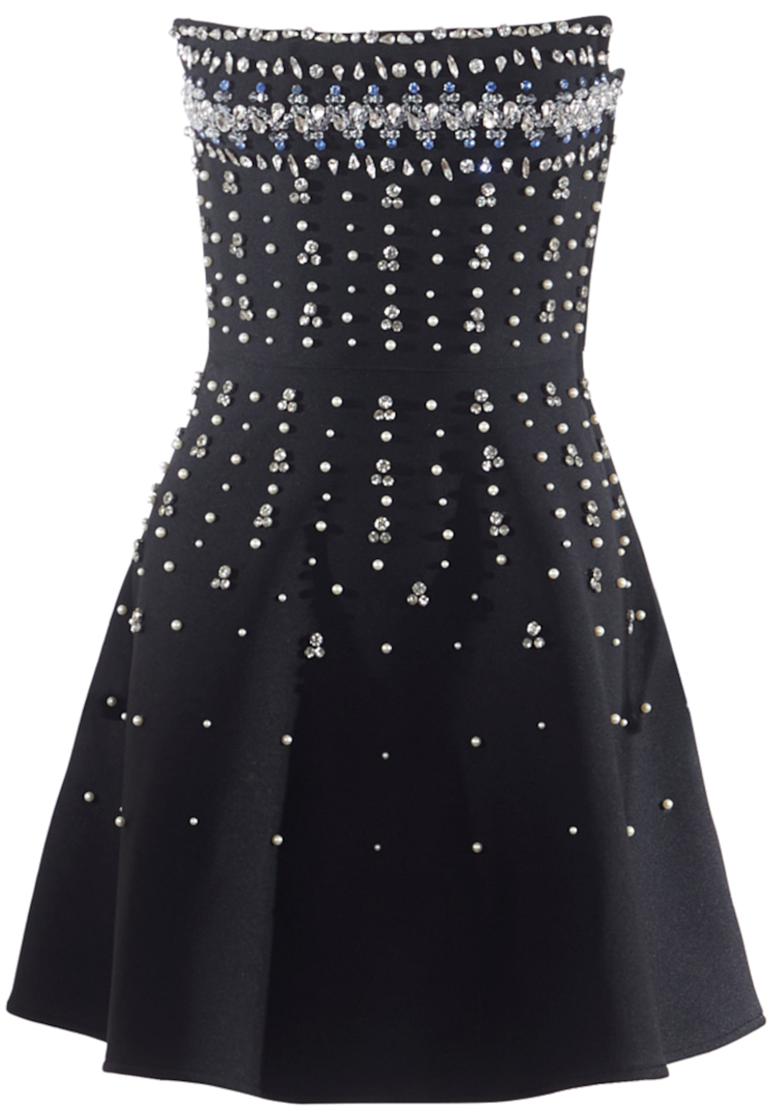 Zylar Crystal Strapless A Line Mini Dress In Black