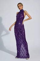 Cate Purple Diamond Maxi Dress