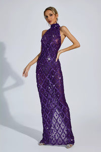 Cate Purple Diamond Maxi Dress