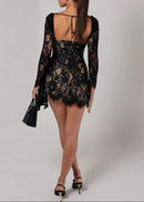 Taldrex Long Sleeve Lace Insert Corset Mini Dress In Black