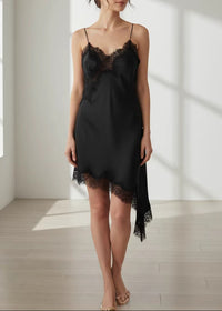 Angeni Spaghetti Lace Satin Midi Dress