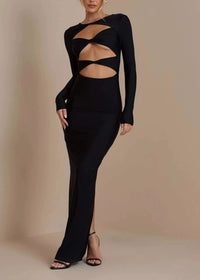 Eliana Twisted Long-Sleeve Cutout Maxi Dress