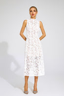 Xanvyre Embroidered Lace Sleeveless Maxi Dress In White