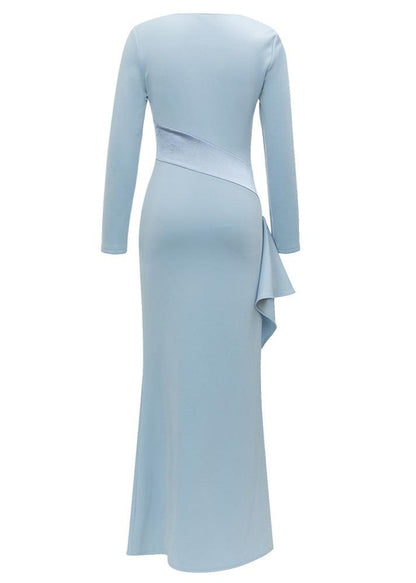 Folger High Slit Patchwork Bodycon Maxi Dress In Pale Blue