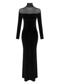 Entropyx Long Sleeve Mesh Insert Maxi Velvet Dress