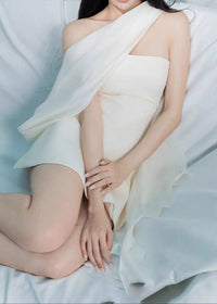 Jyxaris Scarf Strapless Flare Mini Dress In White