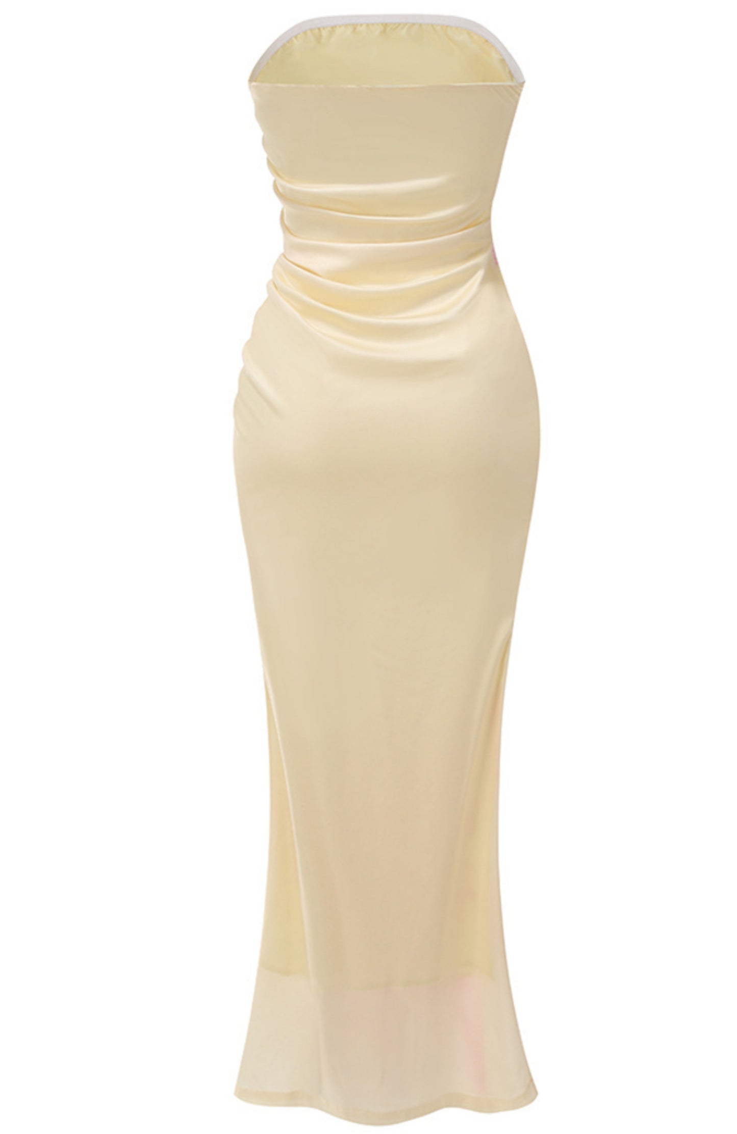 Oxion Strapless Floral Maxi Dress In Yellow