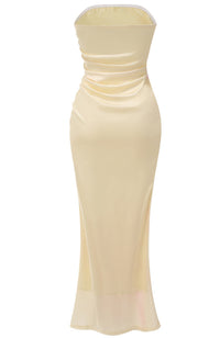Oxion Strapless Floral Maxi Dress In Yellow