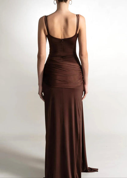Fyronth Draped Maxi Dress In Brown