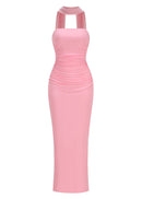 Alvilde Strapless Scarf Maxi Dress In Pink