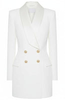 Diapente Long Sleeve Blazer Dress In White