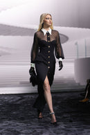 Rufus Mesh Buttoned Cardigan Maxi Dress