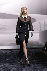 Rufus Mesh Buttoned Cardigan Maxi Dress