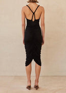 Cynthia Metallic Sequin-Embellished Pleated Midi Dress In Black