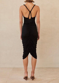 Cynthia Metallic Sequin-Embellished Pleated Midi Dress In Black