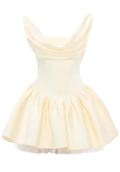 Jyria Draped Corset A Line Dress In Ivory