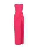 Tafari Strapless Ruched Maxi Dress In Hot Pink