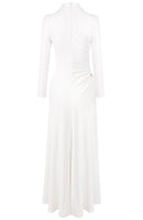 Calyx Long Sleeves Draped Detail Maxi Dress In White