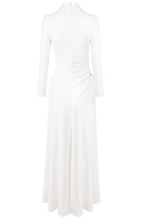 Calyx Long Sleeves Draped Detail Maxi Dress In White