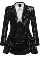 Reeves Long Sleeve Sequin Two Piece Dress In Black