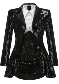 Reeves Long Sleeve Sequin Two Piece Dress In Black