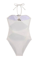 Ashlynn White Roses Halter Swimwear