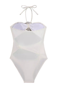 Ashlynn White Roses Halter Swimwear